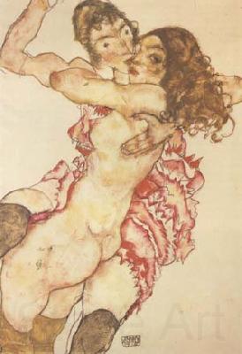 Egon Schiele Two Girls Embracing (Two Friends) (mk12) Norge oil painting art